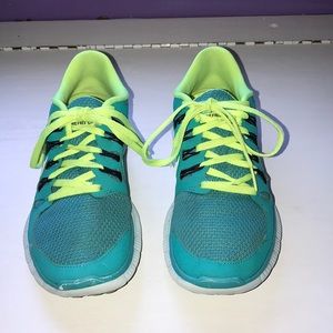 Nike free run neon sneakers